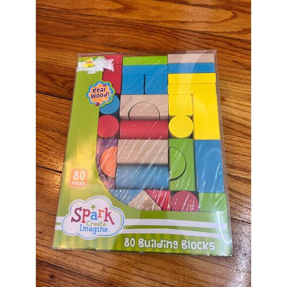 NWT Smart Create Imagine Blocks 80 Count Bright Colors Real Wood Motor Skills - Picture 1 of 3